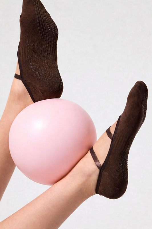 Chaussettes antidérapantes style ballet coloris chocolat